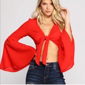 Windsor Red Tie Crop Top
